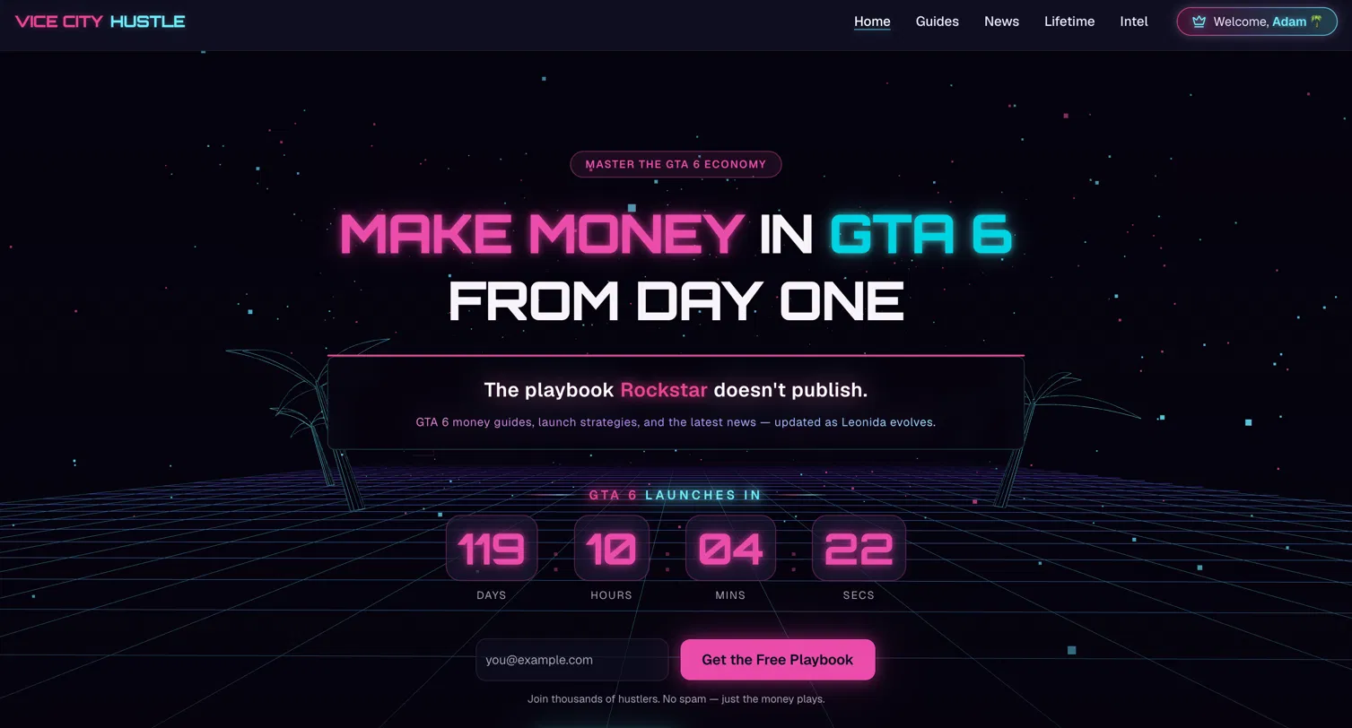 Vice City Hustle website — Gaming Media & Membership